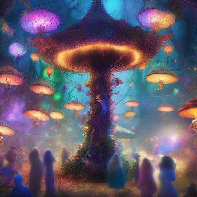 A chaotic Fey carnival filled with an explosion of colors and a touch of madness