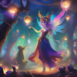 A chaotic Fey carnival filled with an explosion of colors and a touch of madness