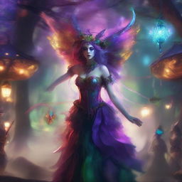 A chaotic Fey carnival filled with an explosion of colors and a touch of madness