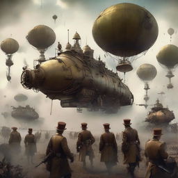 A fantastical World War One scene with a steampunk twist