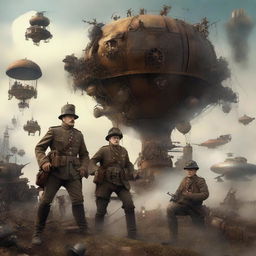 A fantastical World War One scene with a steampunk twist