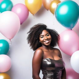 A beautiful Black girl wearing a stylish and elegant birthday dress