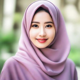 A beautiful Asian girl wearing a hijab, depicted in a tasteful and elegant manner