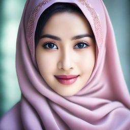 A beautiful Asian girl wearing a hijab, depicted in a tasteful and elegant manner