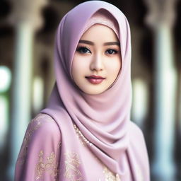 A beautiful Asian girl wearing a hijab, depicted in a tasteful and elegant manner