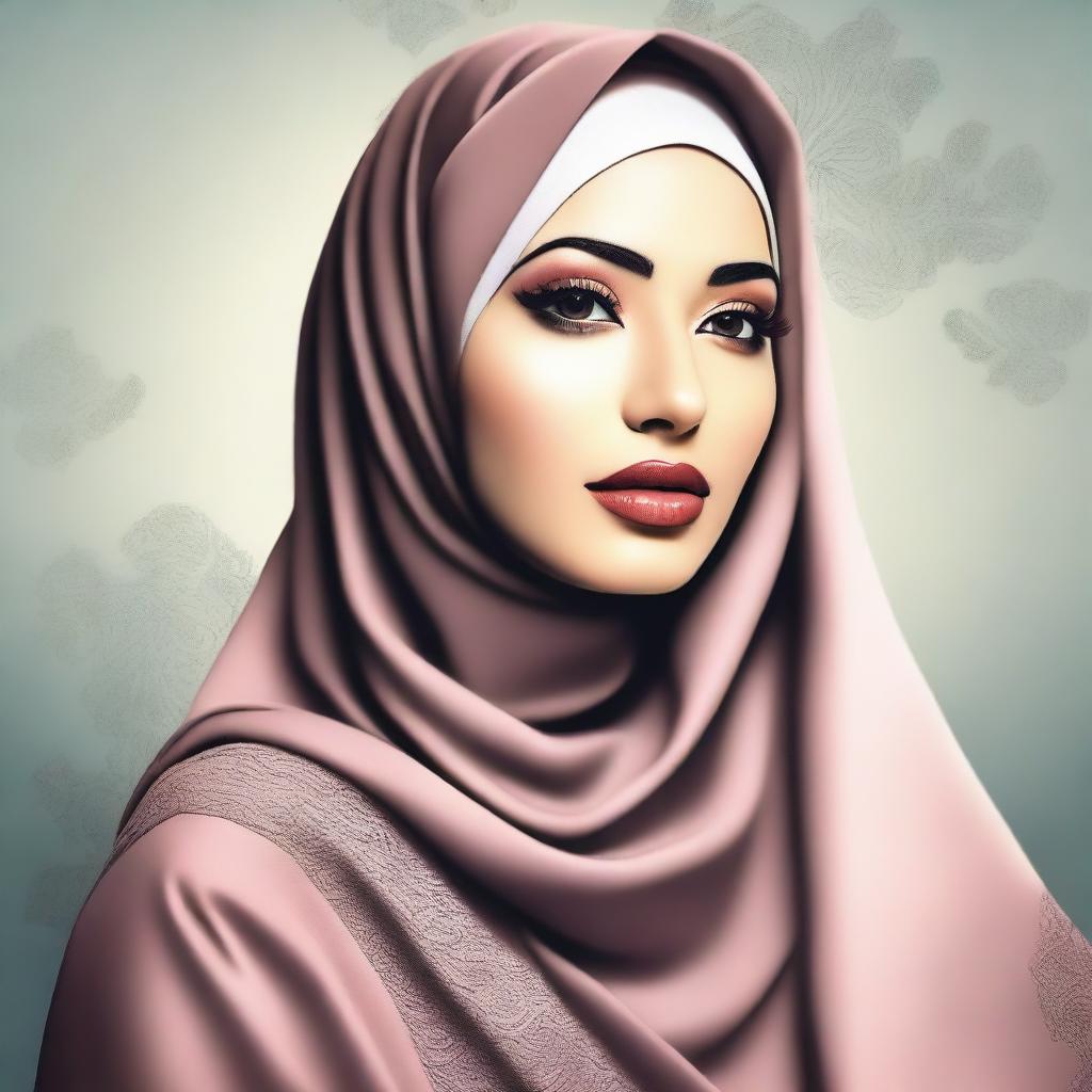 A tasteful and respectful depiction of a woman wearing a hijab, focusing on her elegance and grace