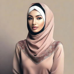 A tasteful and respectful depiction of a woman wearing a hijab, focusing on her elegance and grace