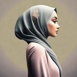 A tasteful and respectful depiction of a woman wearing a hijab, focusing on her elegance and grace