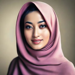 A realistic and respectful depiction of an Asian woman wearing a hijab