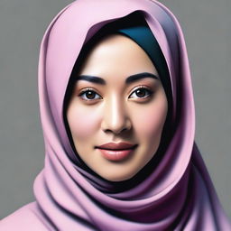 A realistic and respectful depiction of an Asian woman wearing a hijab