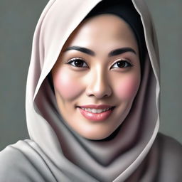 A realistic and respectful depiction of an Asian woman wearing a hijab