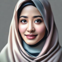 A realistic and respectful depiction of an Asian woman wearing a hijab