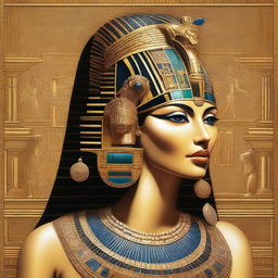 A detailed and elegant portrait of Cleopatra, the last active ruler of the Ptolemaic Kingdom of Egypt