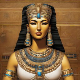 A detailed and elegant portrait of Cleopatra, the last active ruler of the Ptolemaic Kingdom of Egypt