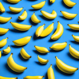 Create an image of an empty banana peel, populated with blue lemmings