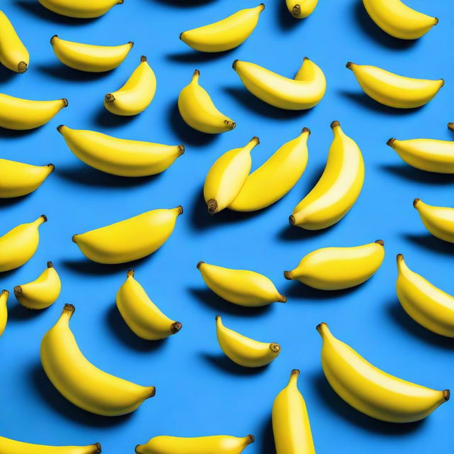 Create an image of an empty banana peel, populated with blue lemmings