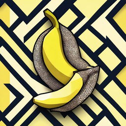 Create an image of a banana made entirely of diamonds, rendered in a 2D effect