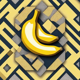 Create an image of a banana made entirely of diamonds, rendered in a 2D effect