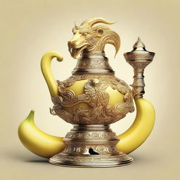 Create an image of a chimera combining a banana and Aladdin's lamp