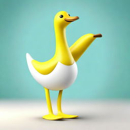 Create an image of a banana goose, a whimsical creature that combines the body of a banana with the head, neck, and feet of a goose