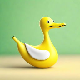 Create an image of a banana goose, a whimsical creature that combines the body of a banana with the head, neck, and feet of a goose