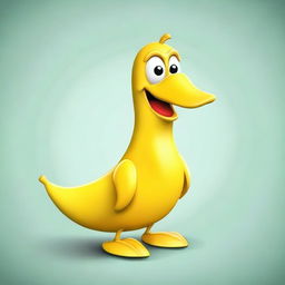 Create an image of a banana goose, a whimsical creature that combines the body of a banana with the head, neck, and feet of a goose