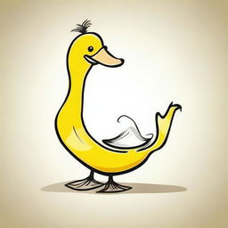 Create a sketch of a banana goose, a whimsical creature that combines the body of a banana with the head, neck, and feet of a goose