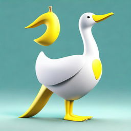 Create a sketch of a banana goose, a whimsical creature that combines the body of a banana with the head, neck, and feet of a goose