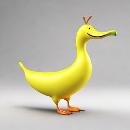 Create a sketch of a banana goose, a whimsical creature that combines the body of a banana with the head, neck, and feet of a goose