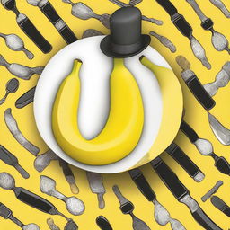 Create an image featuring a banana in a 'knives out' theme