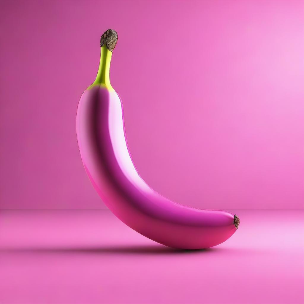 Create an image of a pink banana, rendered in a latex style