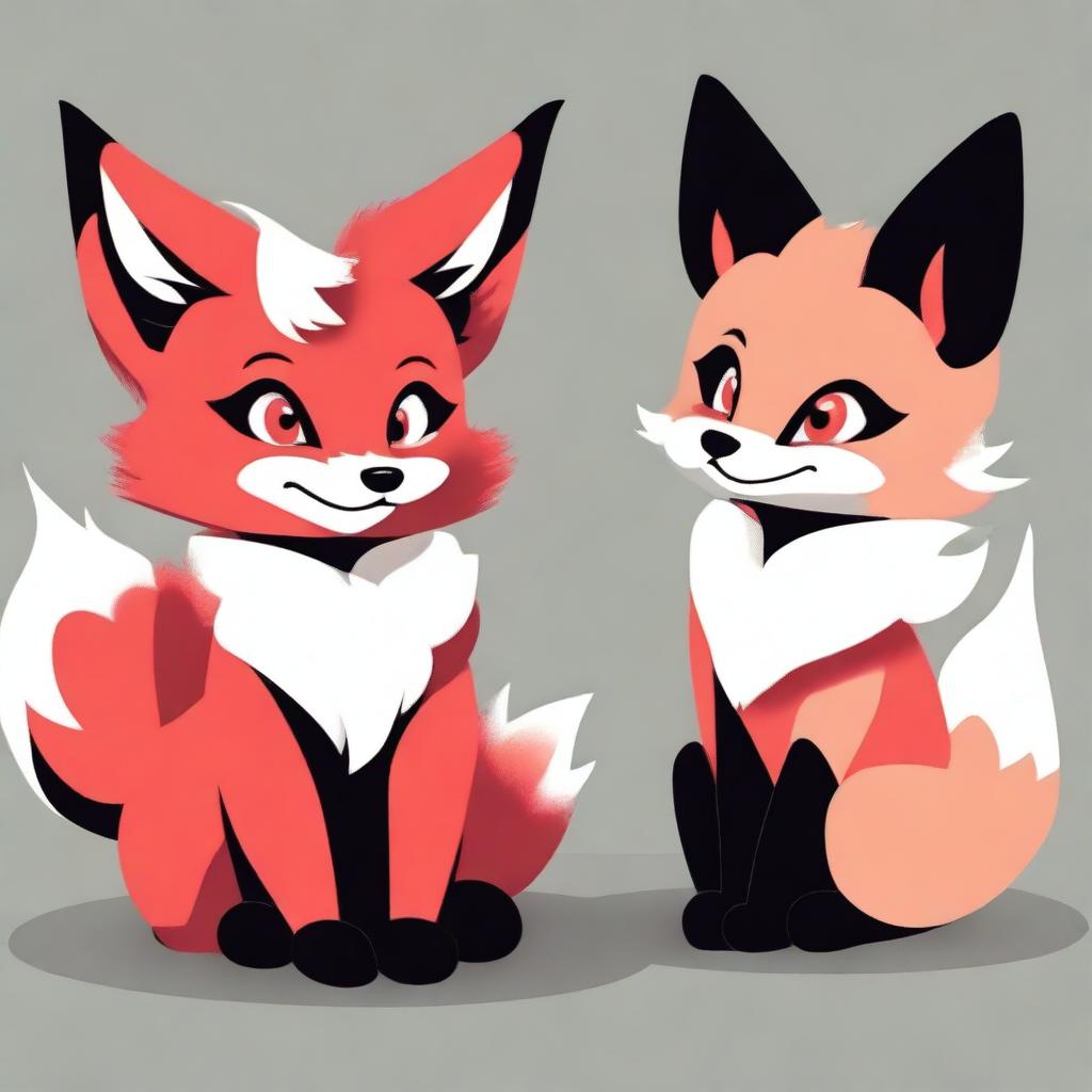 A PNG image featuring two furry kitsune characters