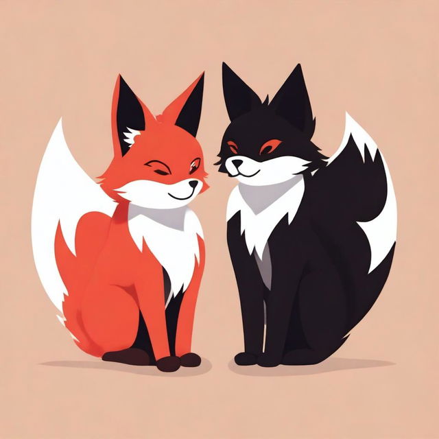 A PNG image featuring two furry kitsune characters