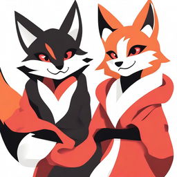 A PNG image featuring two furry kitsune characters