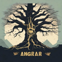 Create a flat design movie poster for a horror fantasy film titled 'ANGKARA'