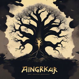 Create a flat design movie poster for a horror fantasy film titled 'ANGKARA'