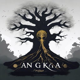 Create a flat design movie poster for a horror fantasy film titled 'ANGKARA'