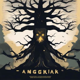 Create a flat design movie poster for a horror fantasy film titled 'ANGKARA'