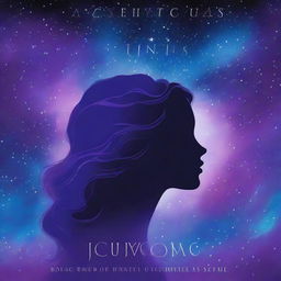 The cover shows a starry background in shades of blue and purple, with the silhouette of a curvy girl looking towards the horizon, lost in her thoughts