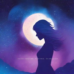 The cover shows a starry background in shades of blue and purple, with the silhouette of a curvy girl looking towards the horizon, lost in her thoughts