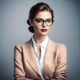 A very sexy person wearing glasses, posing confidently