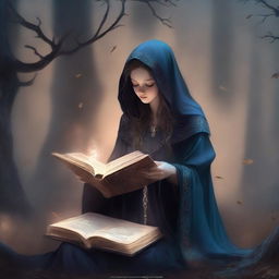 A mysterious sorcerer in a spellcasting pose, intricate design, detailed illustration, dark and moody color palette, mystical atmosphere