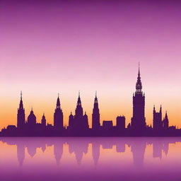 A detailed silhouette of the Riga, Latvia skyline during sunset