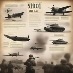 Create a detailed image that visually represents the title '50 Mind-Blowing Facts About World War II You Didn't Know'