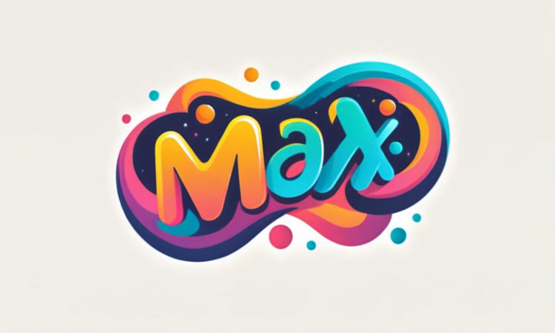 Psychedelic text logo saying 'Max' in vibrant, swirling colors.