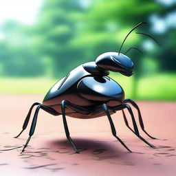 Create an image of a car designed to look like an ant