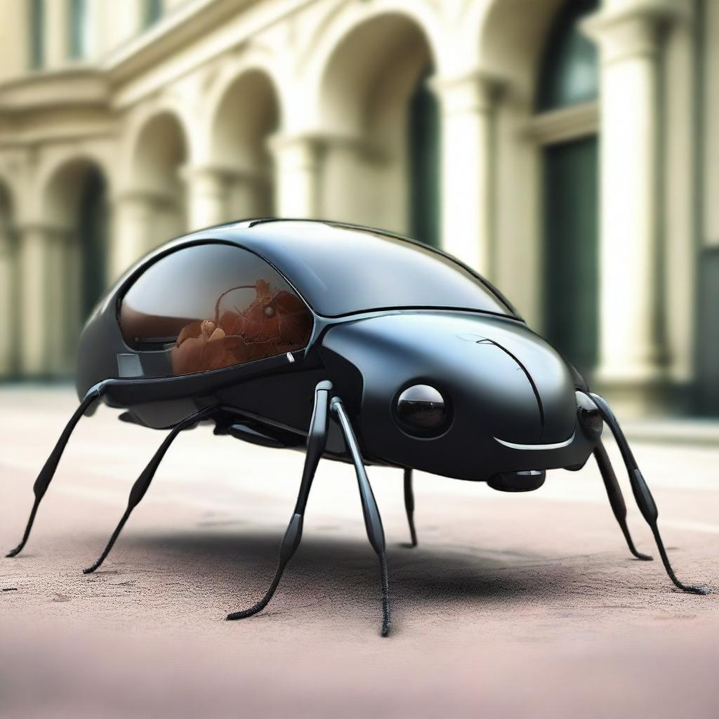 Create an image of a BMW car designed to look like an ant