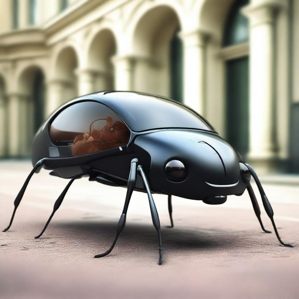 Create an image of a BMW car designed to look like an ant