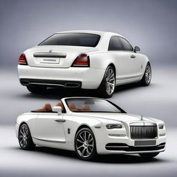 Create an image of a car that combines elements from different luxury brands: a Rolls Royce bumper, a BMW body, and a Mercedes back