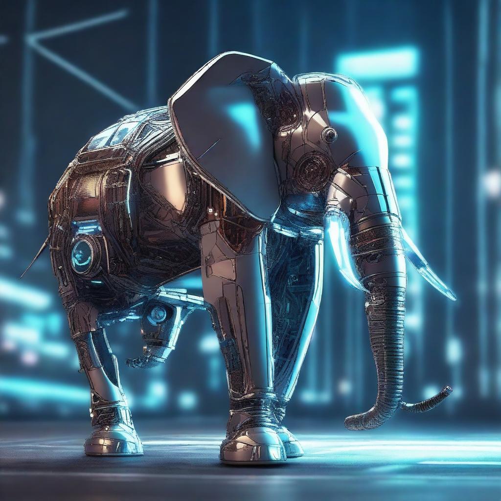 Create an image of a futuristic elephant